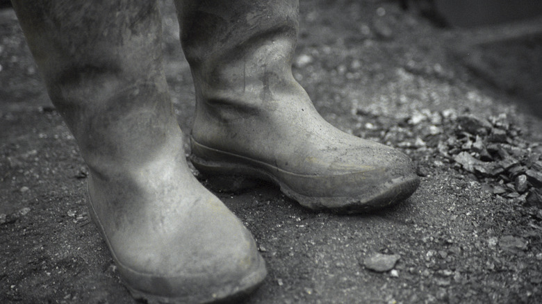 A Chinese coal miner's boots