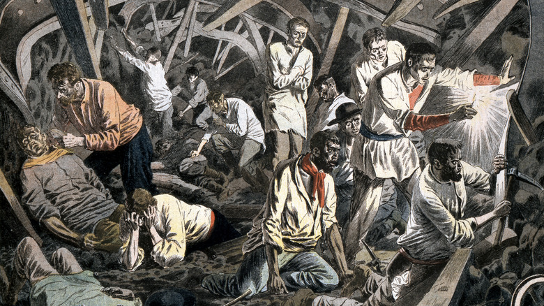Illulstration of miners trapped in the Courrieres Coal Mine