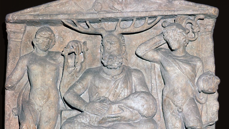 The Celtic horned god Cernunnos stone tablet