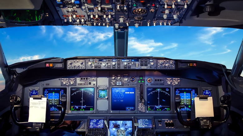 inside of plane cockpit