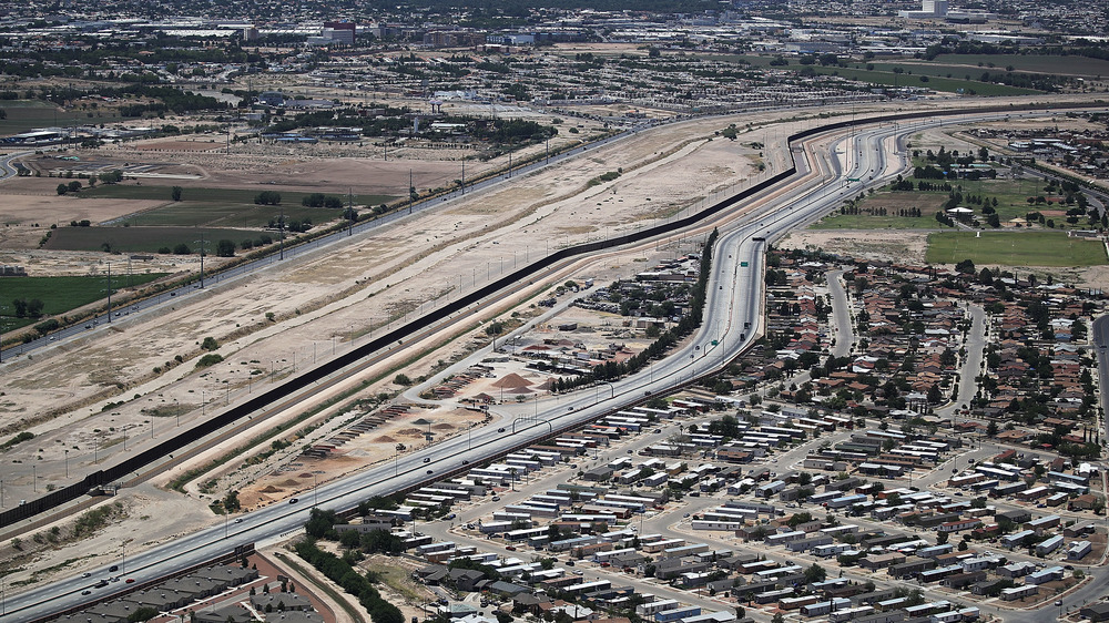 The U.S./Mexico border, with Mexico at top, is seen on June 19, 2018 in El Paso, Texas. 