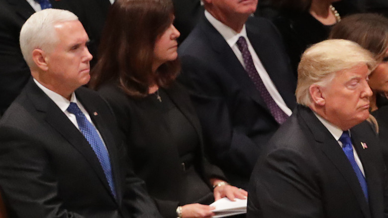 Mike Pence and Donald Trump attend church