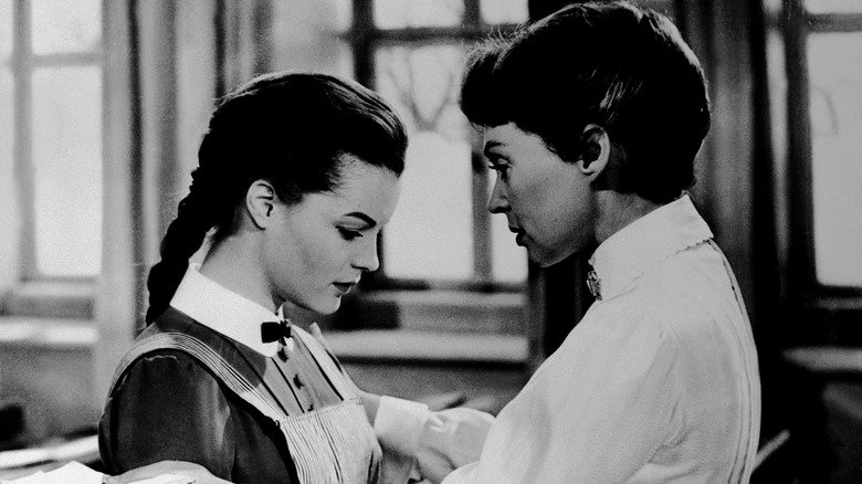 Still from "Mädchen in Uniform" of an older woman looking intensely at a female student