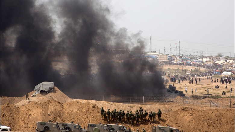 Smoke from fire on Israeli hillside