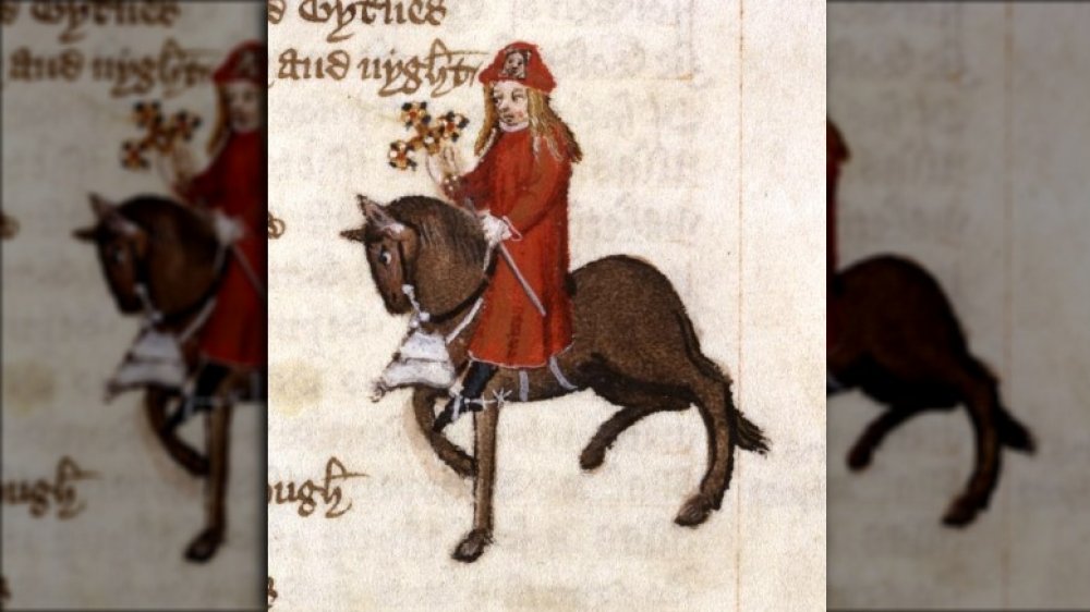 The Pardoner in the Ellesmere manuscript of Geoffrey Chaucer's Canterbury Tales