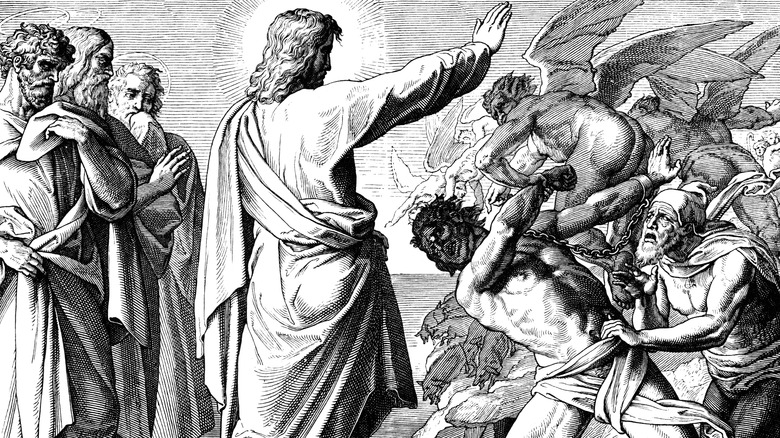 Jesus fighting Legion illustration
