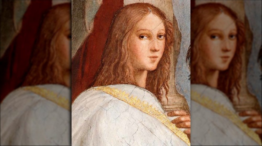 Detail from Raphael's School of Athens, which may depict Hypatia