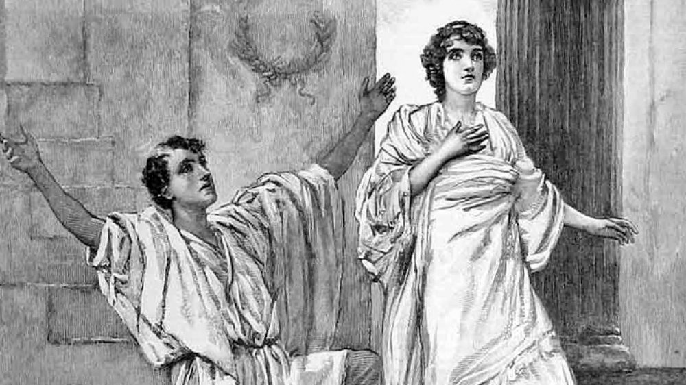 '"Hypatia" at the Haymarket theatre. Philammon declaring his love for Hypatia'. Print from the first page of The Graphic, 21 January 1893.
