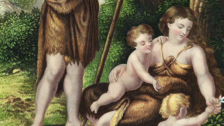 Adam and Eve with children