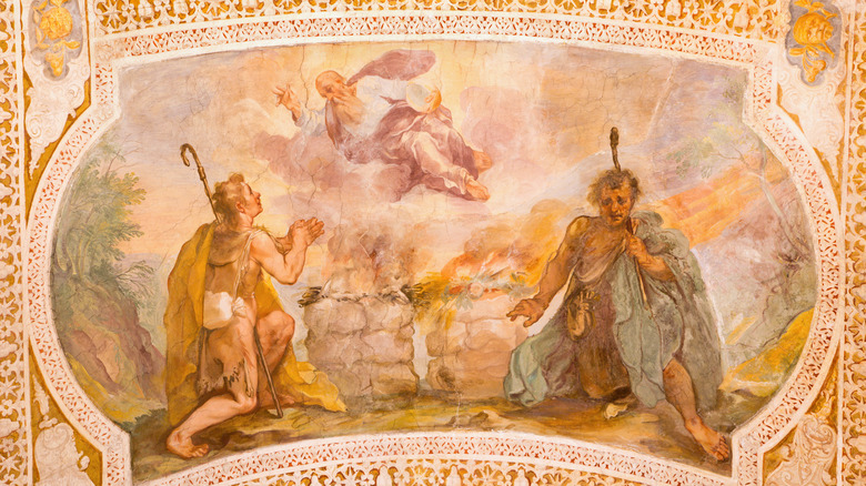 fresco showing Cain and Abel sacrifices