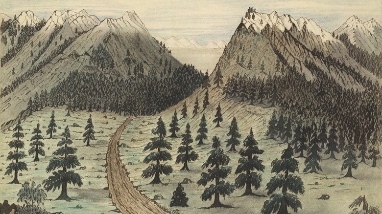 Cherokee Pass trees mountains illustration