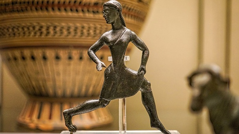Spartan running girl sculpture