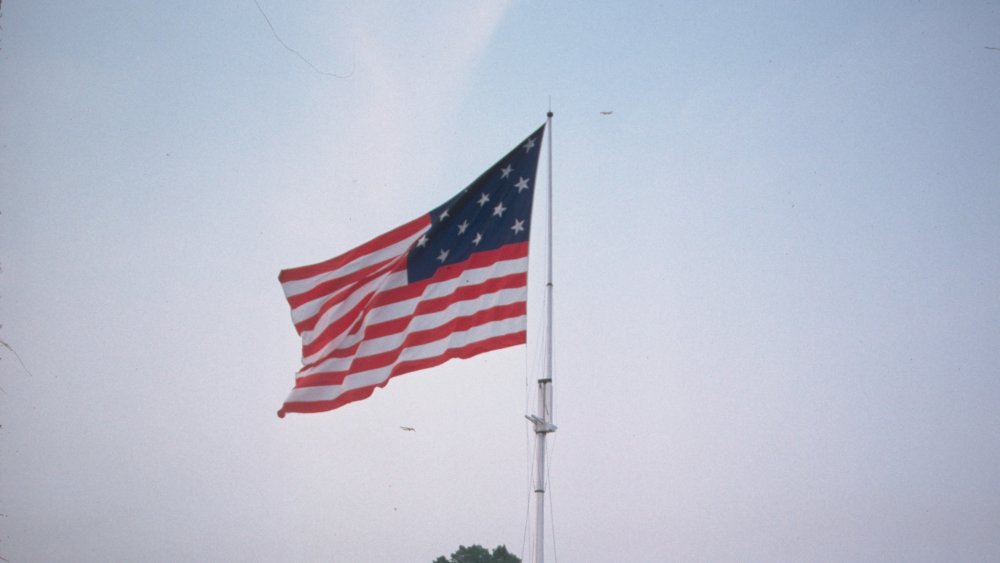 Flag flying over Fort McHenry National Monument and Historic Shrine