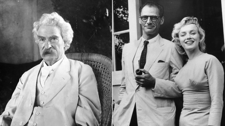 Mark Twain and Arthur Miller with Marilyn Monroe