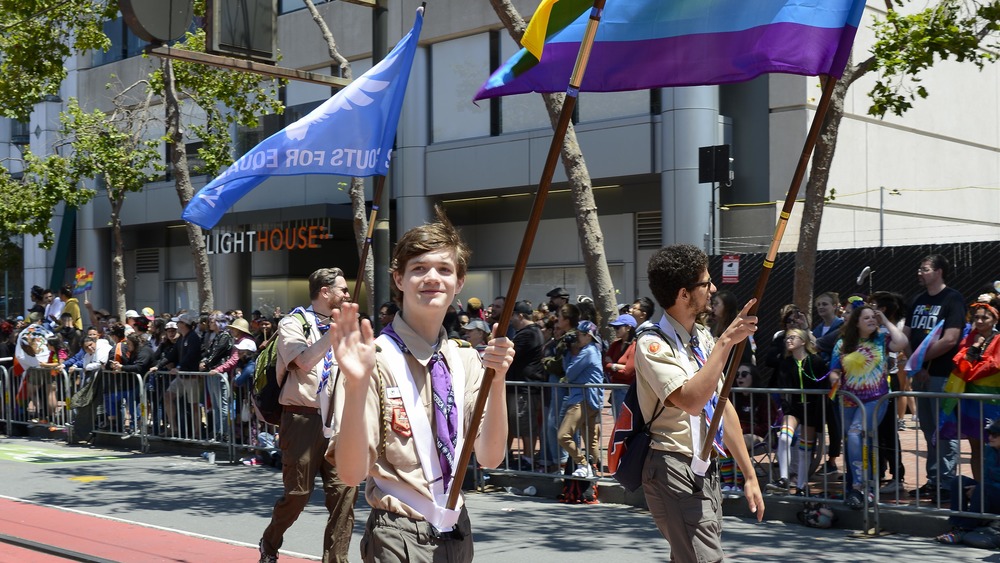 Boy Scouts marching in San Francisco Gay Pride Parade