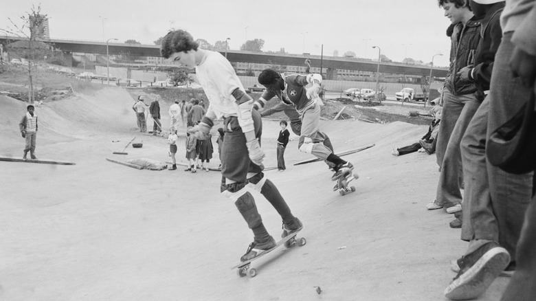Skateboarders in the UK circa 1977