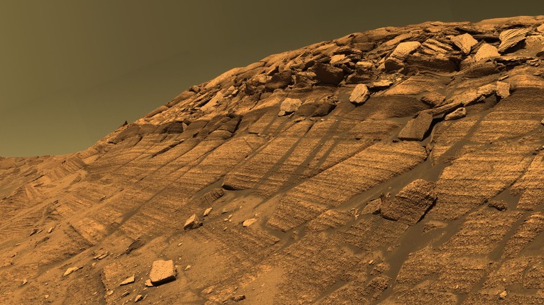 The rocky surface of Mars