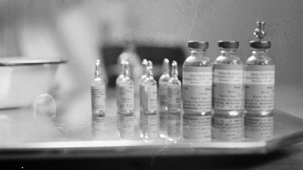 Bottles containing the polio vaccine. 