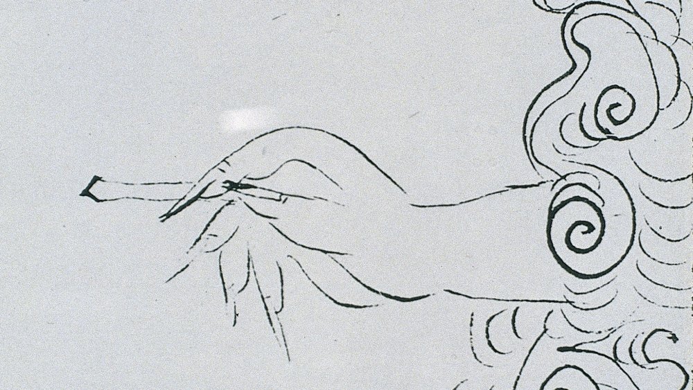 Illustration of the use of inoculation knife from 1817 Chinese casebook