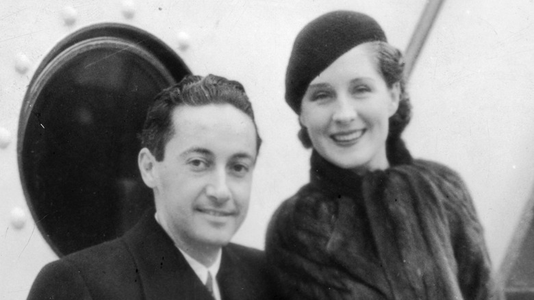 Irving Thalberg and Norma Shearer smile on-board a cruise ship