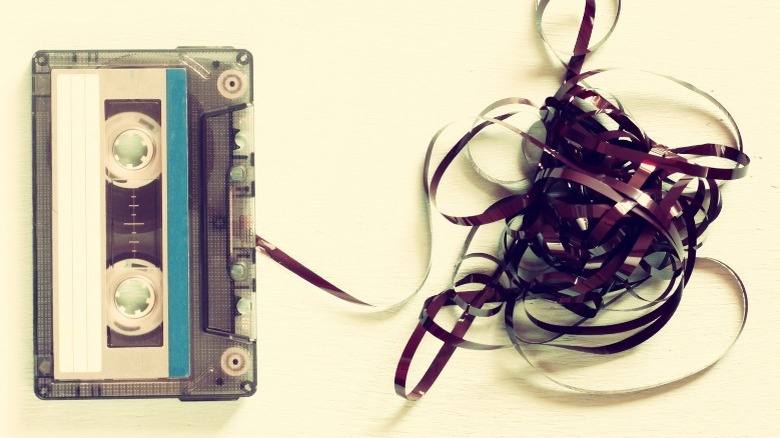 Unspooled cassette tape