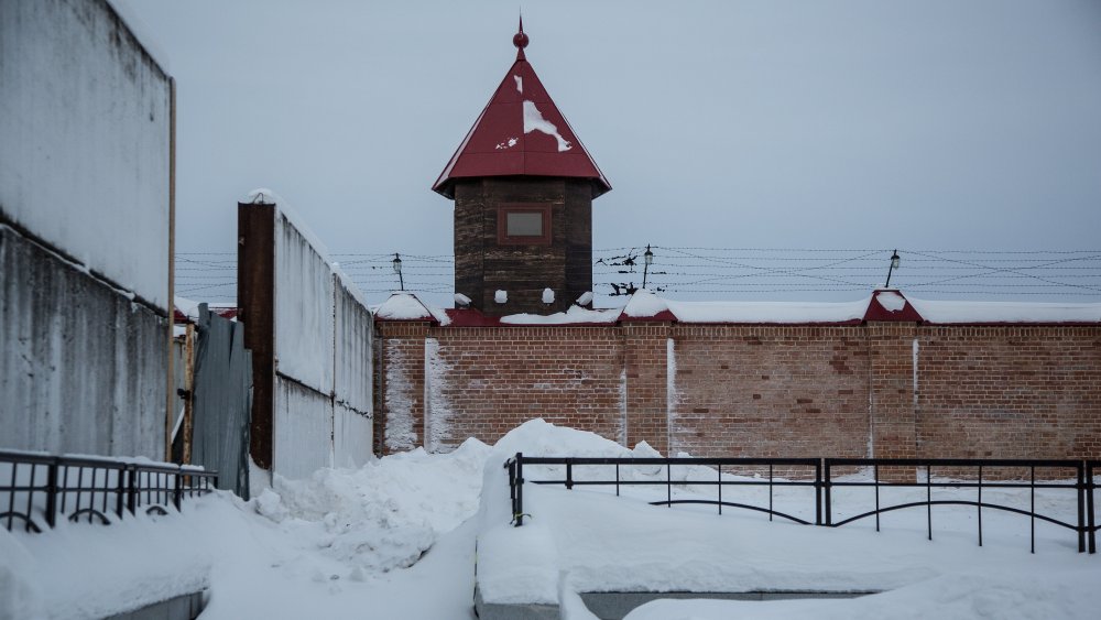 Courtyard and tower of the Castle Prison in Siberia, built in 1855