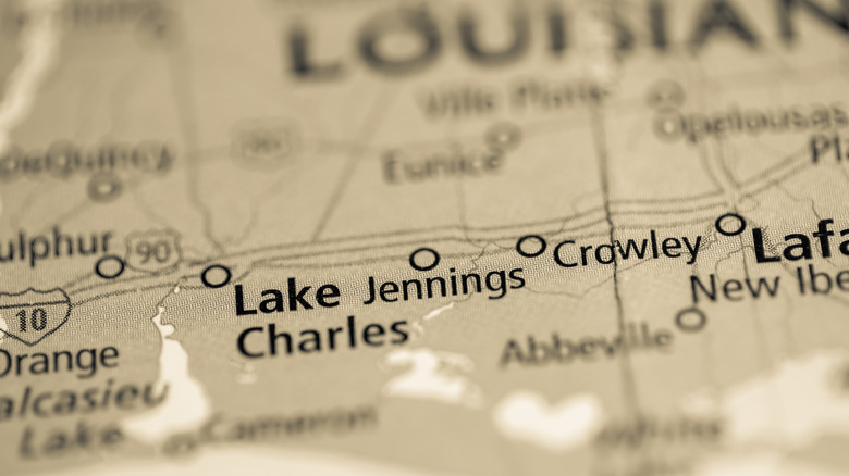 map of Jennings, Louisiana