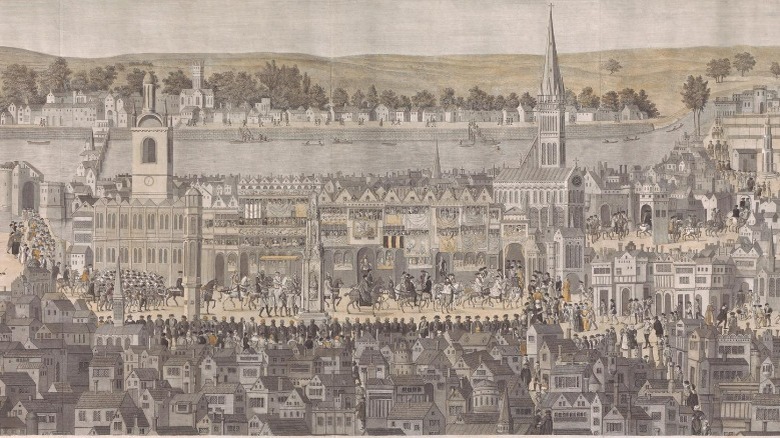 Edward VI's coronation procession etching