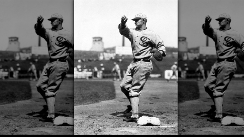 White Sox's Chick Gandil throws ball, 1919
