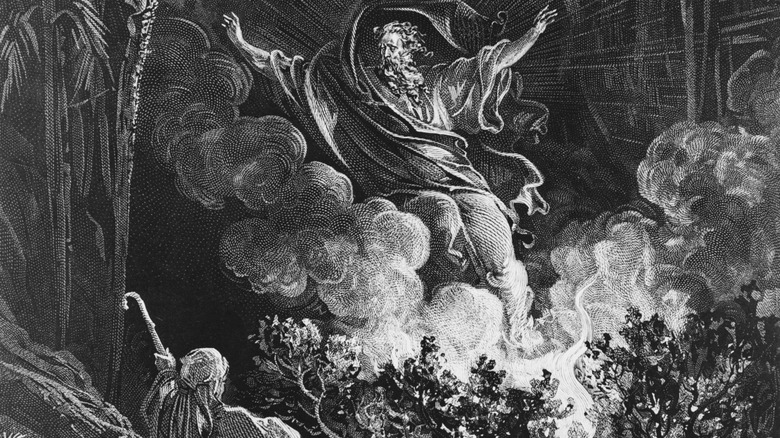 God appearing to moses burning bush