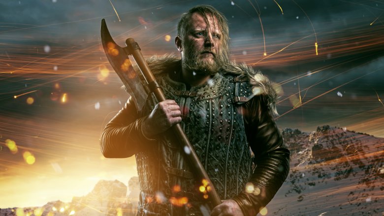 Viking holding battle ax