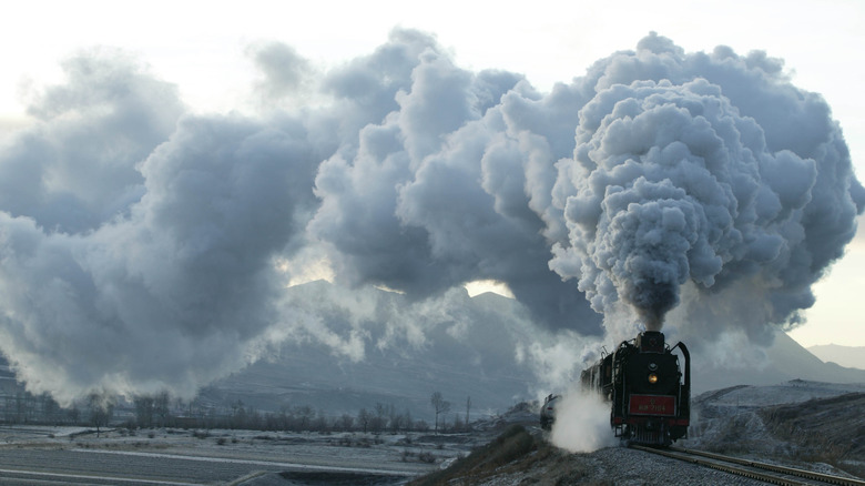 train in a snowy landscape