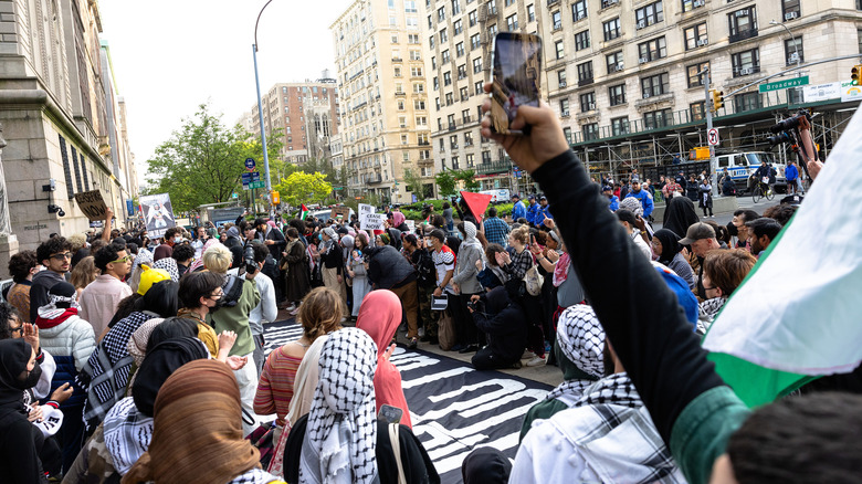 pro-Palestinian protests on the streets by Columbia University