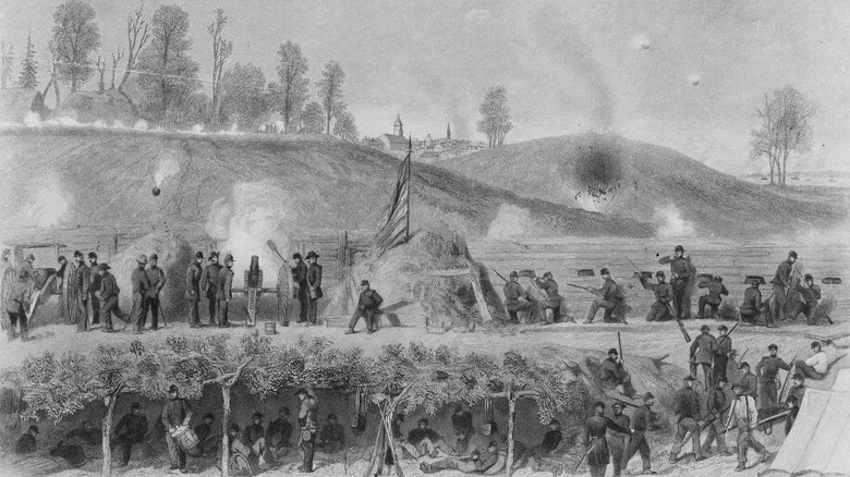 Artist's rendering of the siege of Vicksburg
