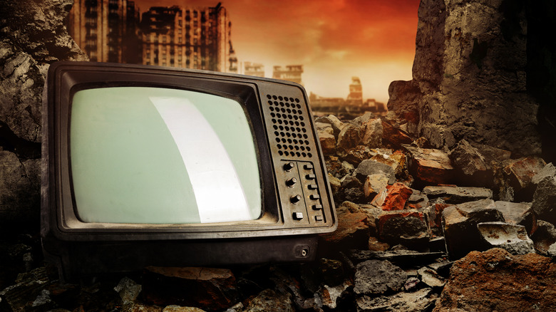 TV laying in nuclear rubble