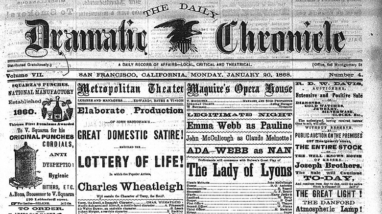 Daily Dramatic Chronicle front page, 1868