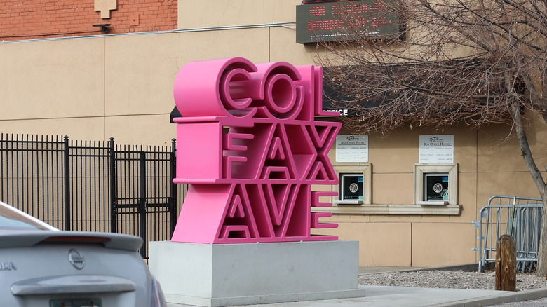 Pink Colfax sculpture
