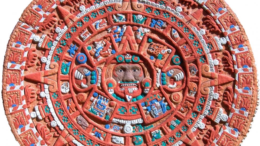Colored reproduction of the Aztec sun stone