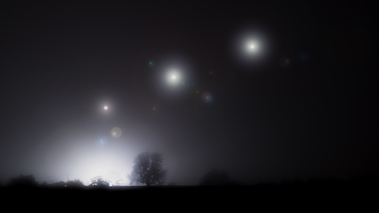Mysterious lights in the night sky.