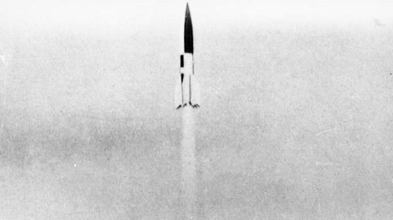 V-2 rocket in flight, 1943.