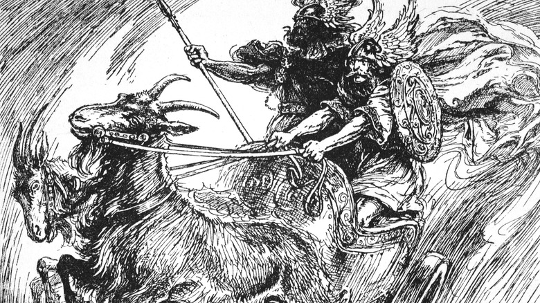 Thor and Tyr in their chariot