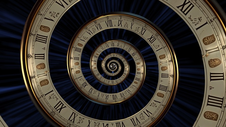 Clock spiraling towards infinity
