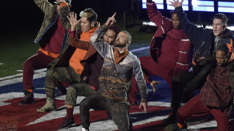 Justin Timberlake performing at Super Bowl
