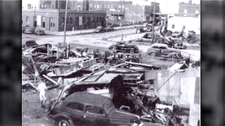 Damage from the 1943 surprise hurricane 