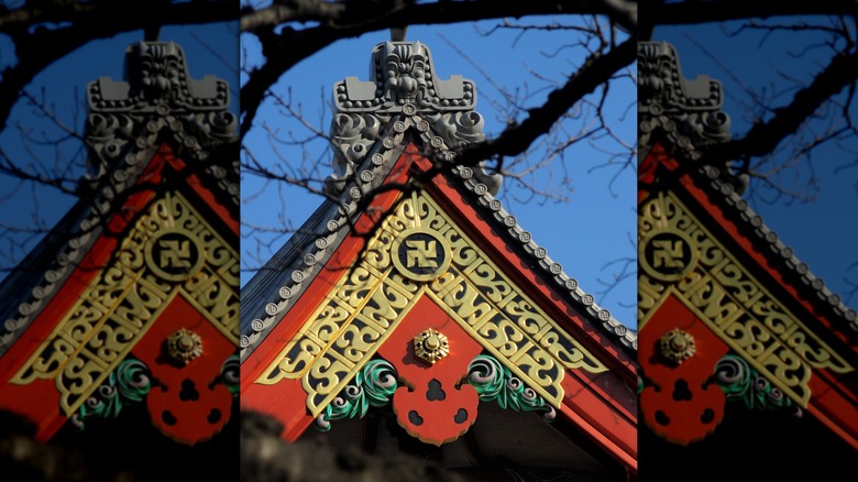 Swastika decorates Japanese temple