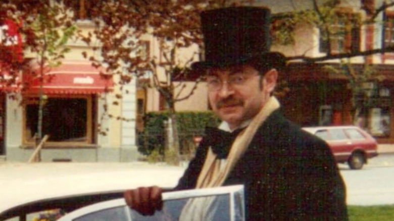 Richard Green in a top hat