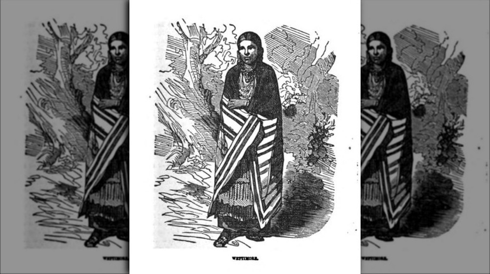 illustration of Weetamoo in native dress