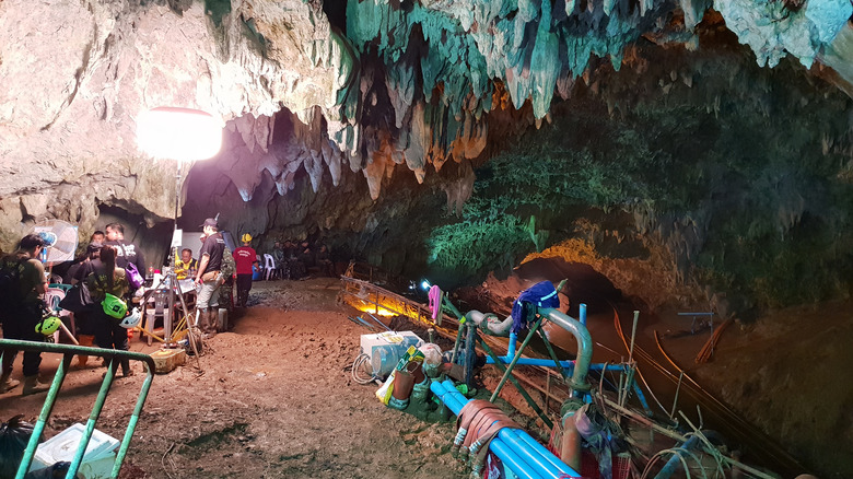 Tham Luang cave network with rescue equipment