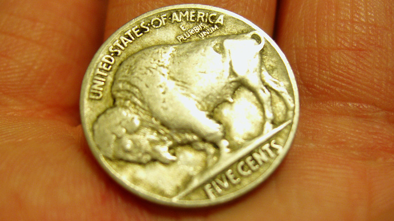 A buffalo nickel