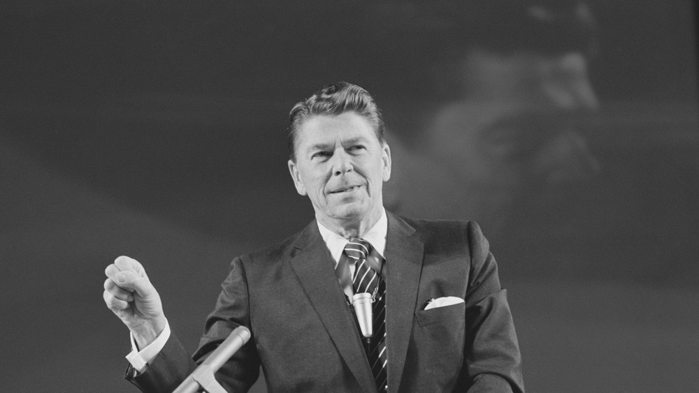 Ronald Reagan gives a speech